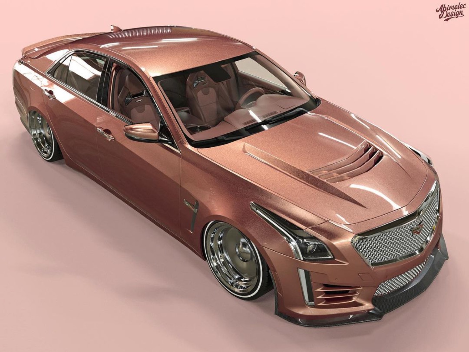 Slammed cadillac cts-v rendering mixes old and new