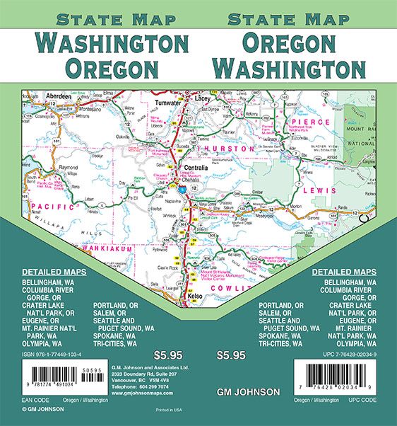 Printable Map Of Oregon And Washington OR WA State GMJ 2021.