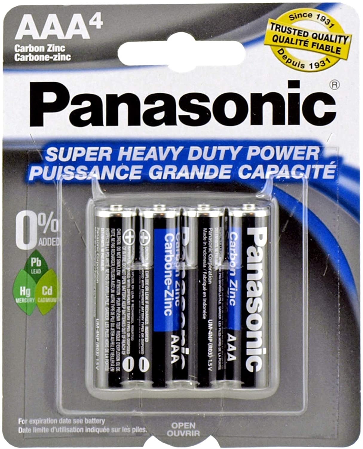 Batterie Panasonic AAA &ndash; Confezione Da 4, Super Resistenti, Zinco-Carbone, 1.5V (2 Set)