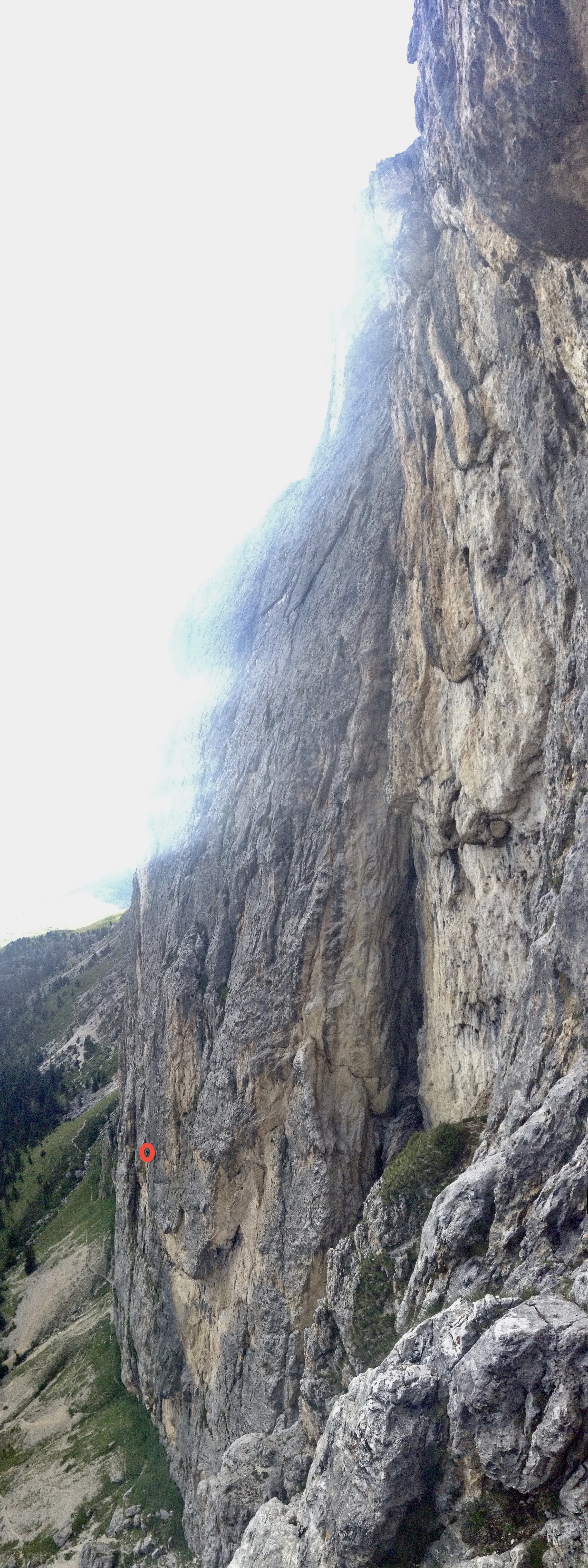 The full wall. The climber is INSIDE the red circle!