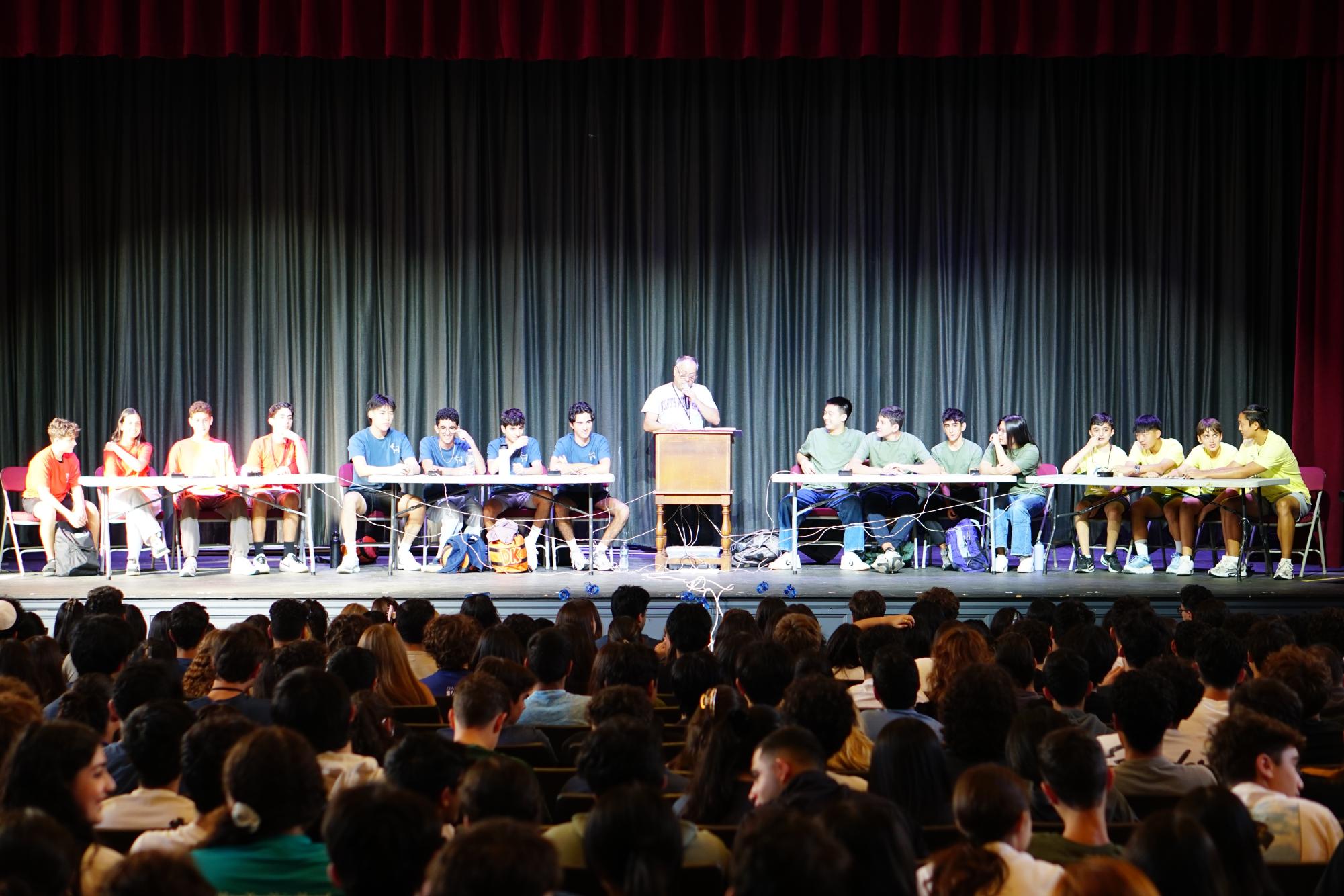 Quizbowl Teams of each class competing before a packed audience. (Credit: Dr. Eckers)