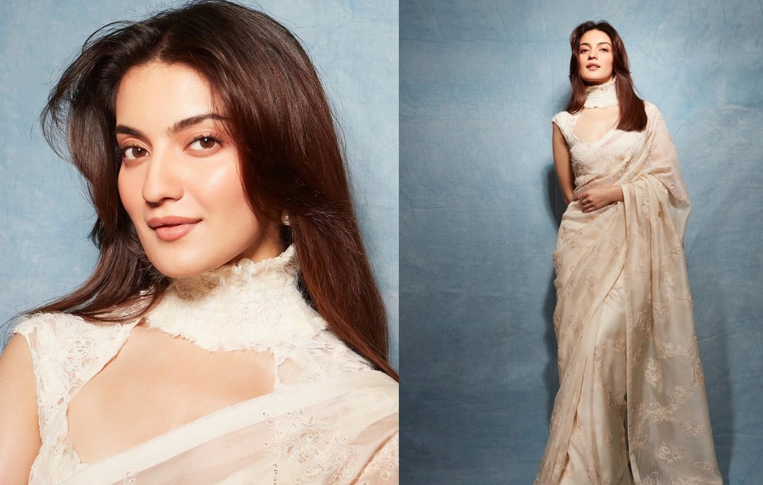 pratibha Ranta in off-white saree