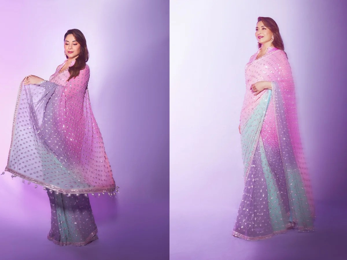 Madhuri dixit pink saree