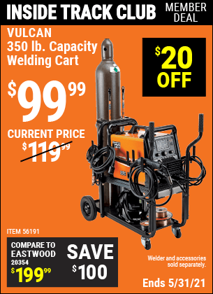 Vulcan 350 lbs. capacity welding cart for $99.99