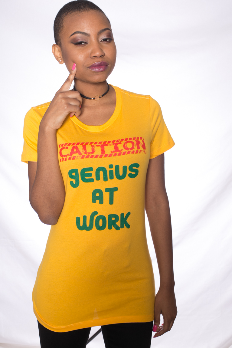 Caution – Genius at work – Goatdog tees