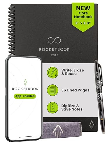 Rocketbook Core Reusable Smart Notebook, Executive Size…