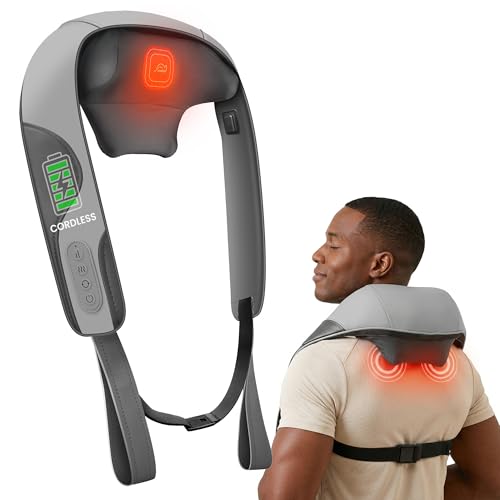 2026 Cordless 4D Shiatsu Neck and Shoulder Massager With Heat Pain Reilef