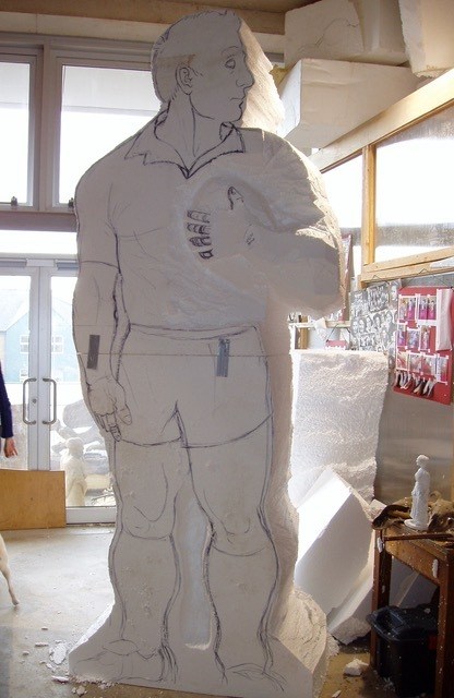 photo of early development of the statue