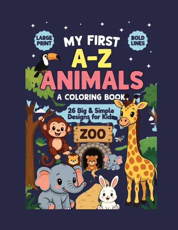 Big & Simple A-Z Animal Coloring Book cover