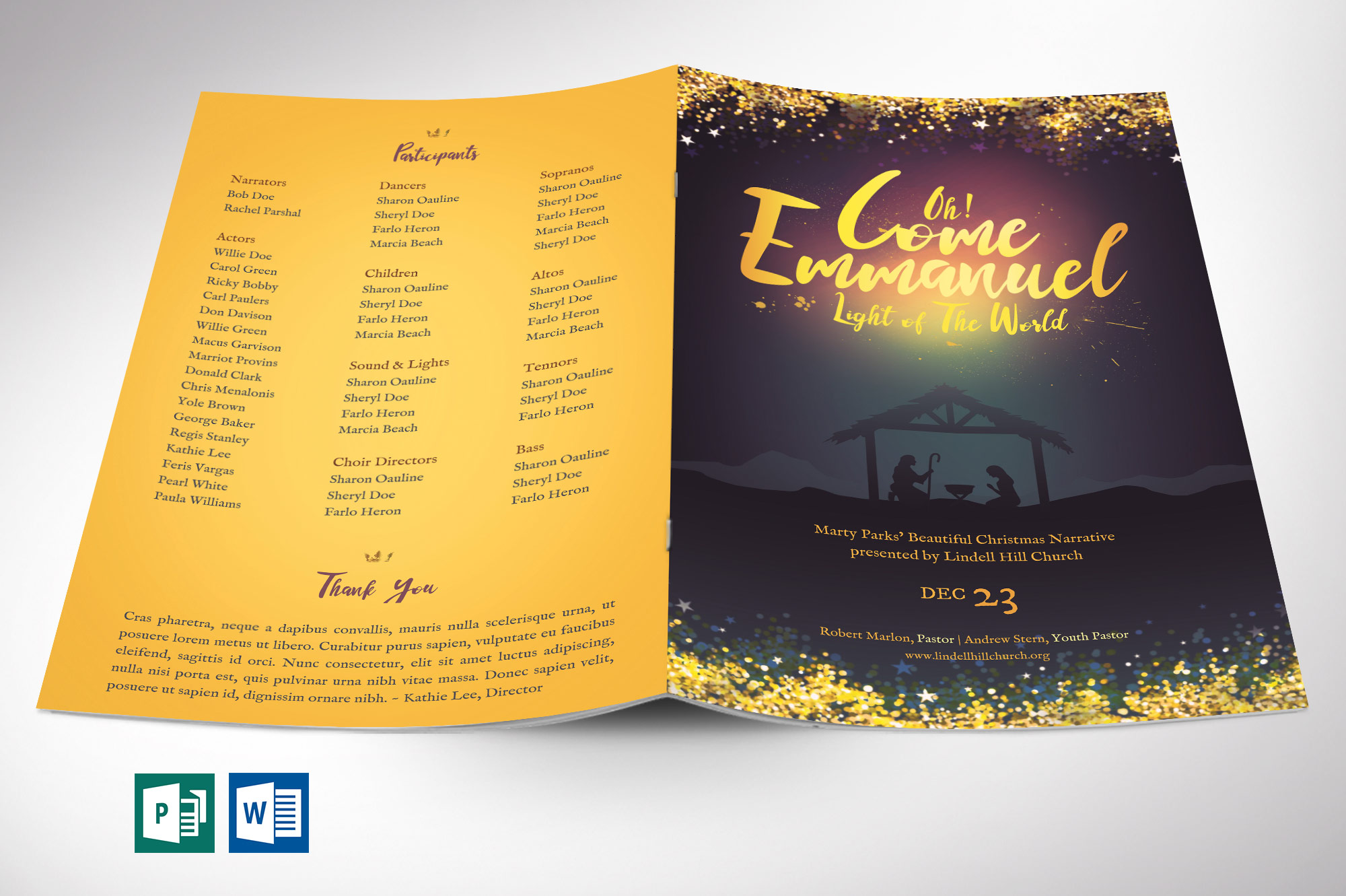 Emmanuel Christmas Program Word Publisher Template