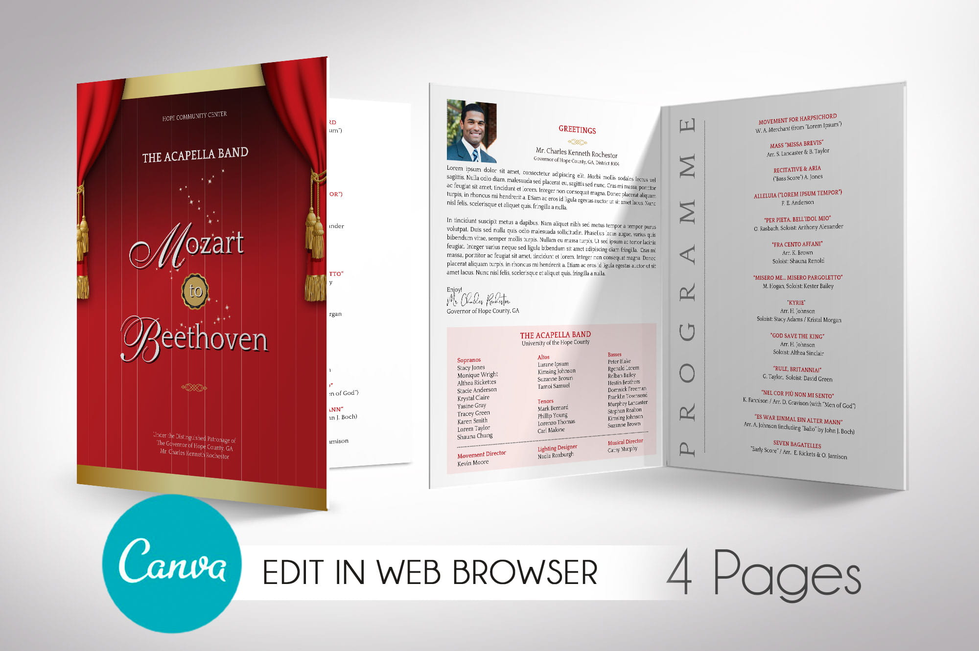 Musical Event Program Canva Large Template
