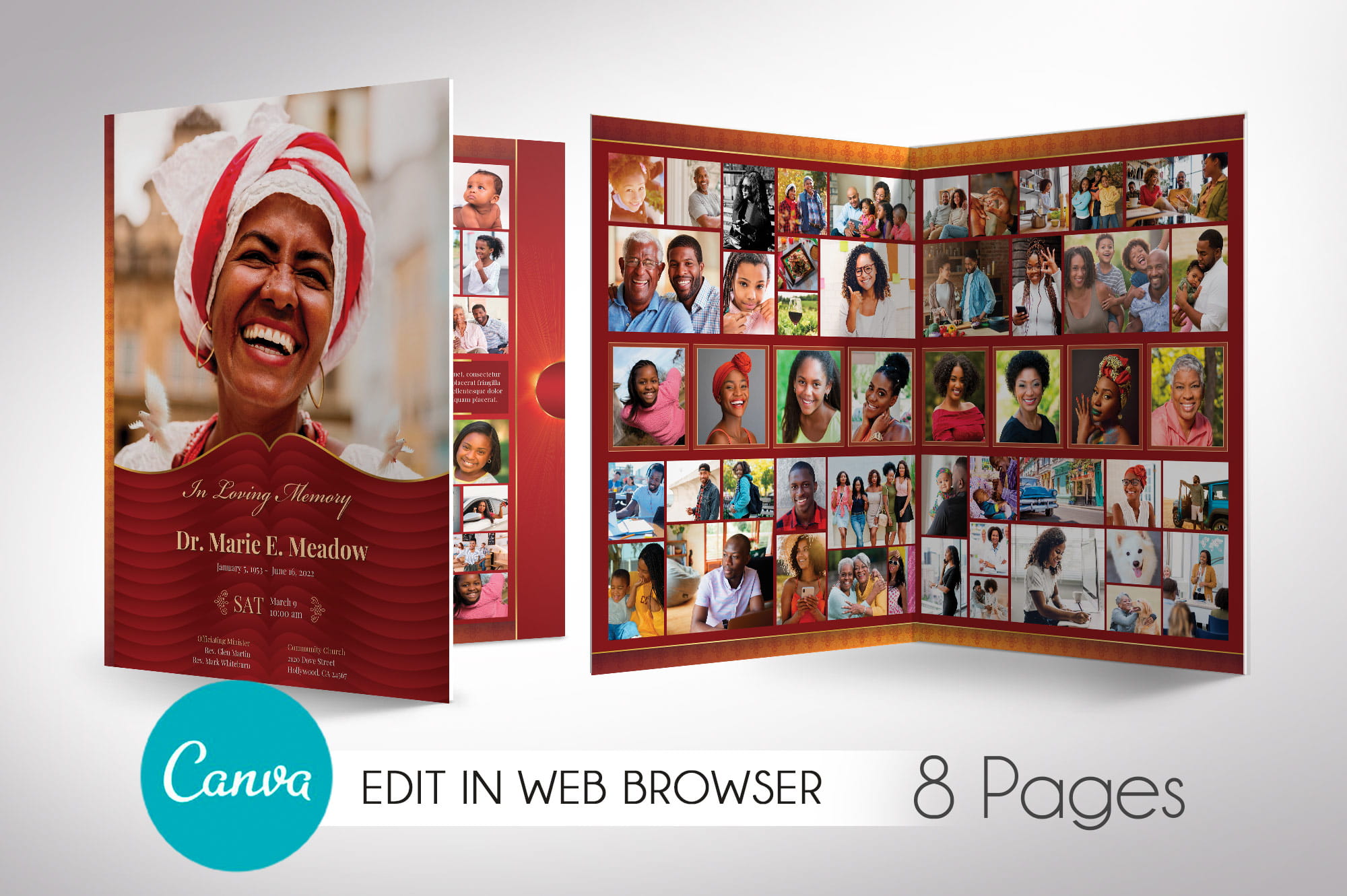 Loving Tabloid Funeral Program Canva Template V2