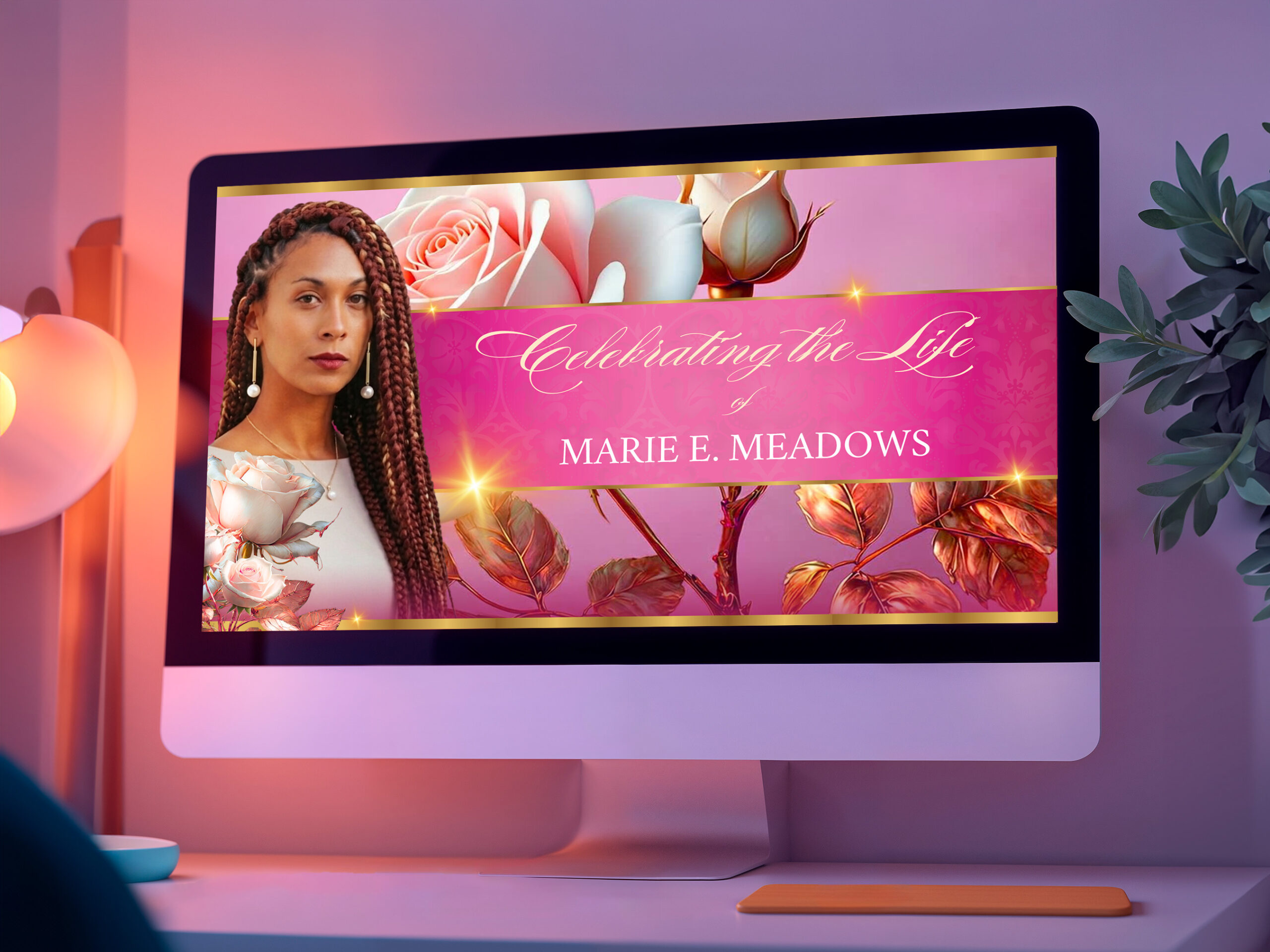 Pink & Rose Funeral Slideshow Template Canva Memorial Video 32 Slide Celebration of Life MP4