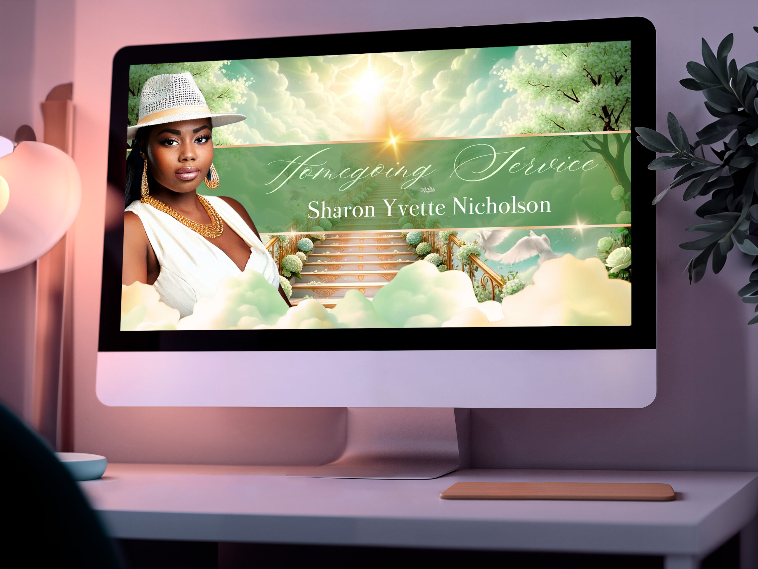 Honor your loved one’s memory with the Heaven Stairway Funeral Slideshow Template, a beautifully designed Canva memorial video in Full HD (1920x1080).