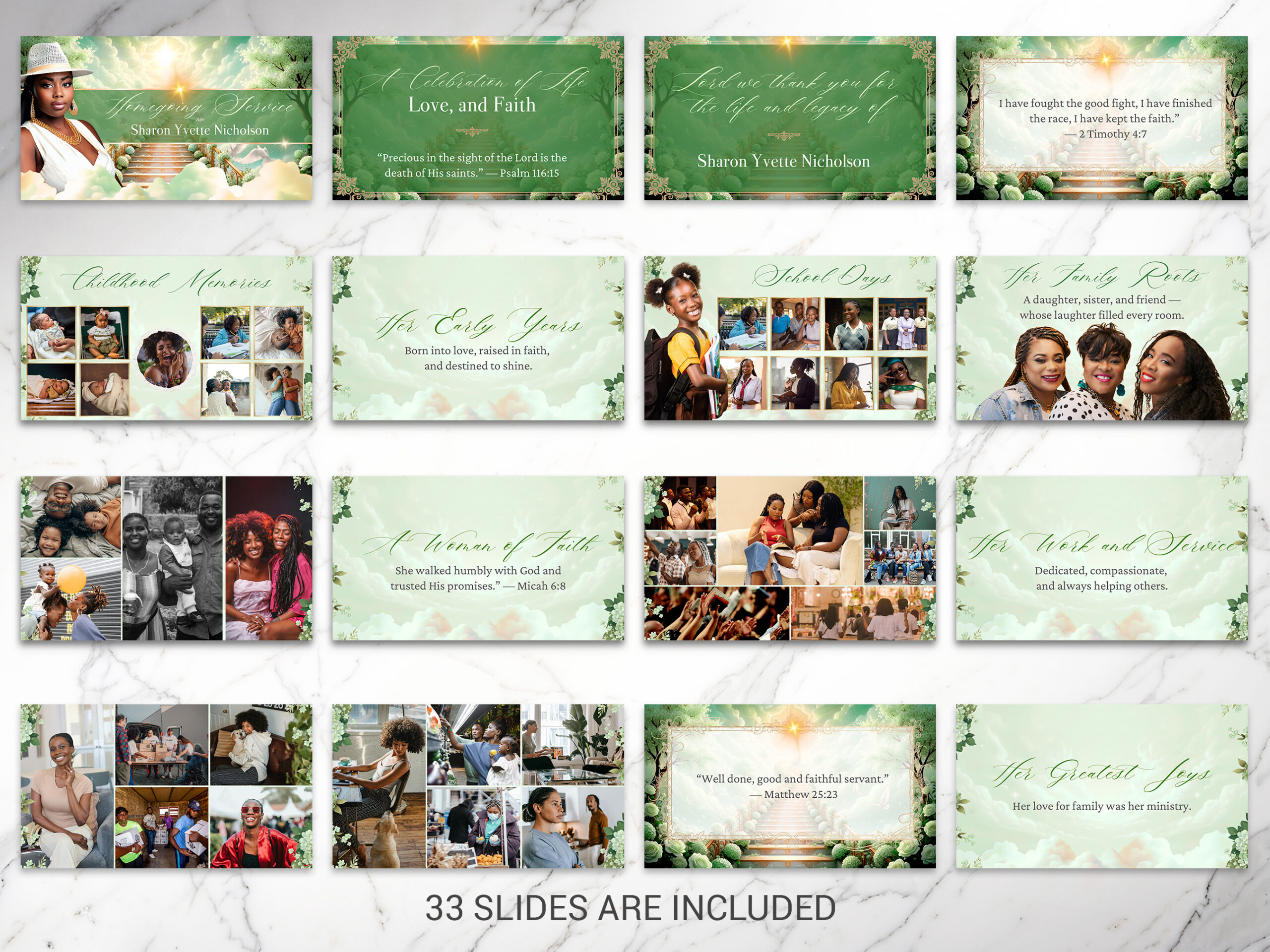 Heaven Stairway Funeral Slideshow Template for Canva