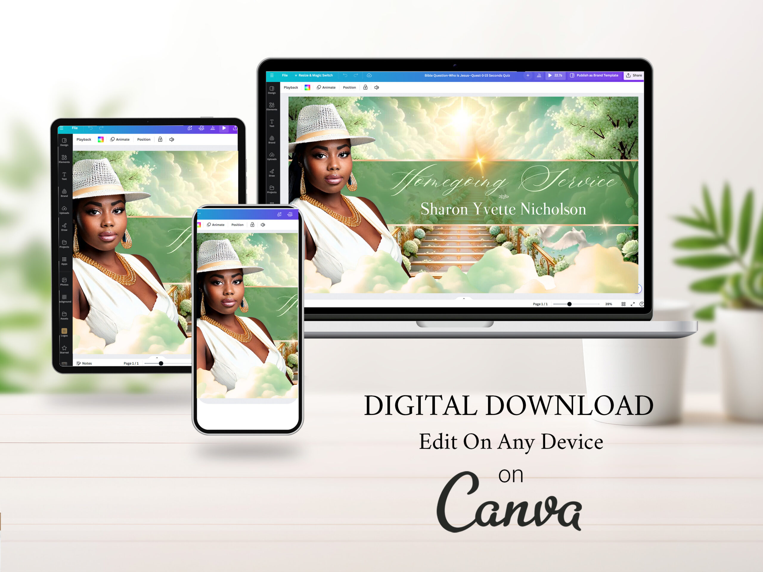 Heaven Stairway Funeral Slideshow Template for Canva