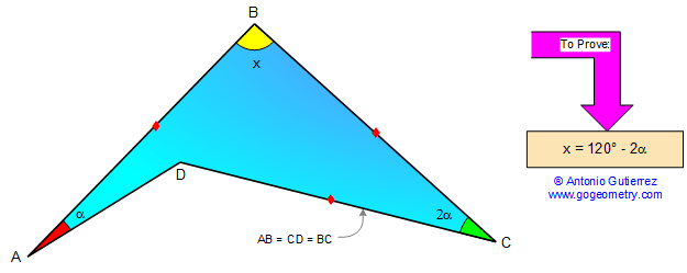 Online Geometry Problem 44 Angle Triangle Double Angle 60 Degrees - 4K Abstract Pictures for Desktop