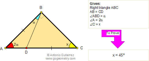 Geometry Problem 1116 Right Triangle Angle Trisection 90 Degrees - Amazing Vintage Pattern - HD