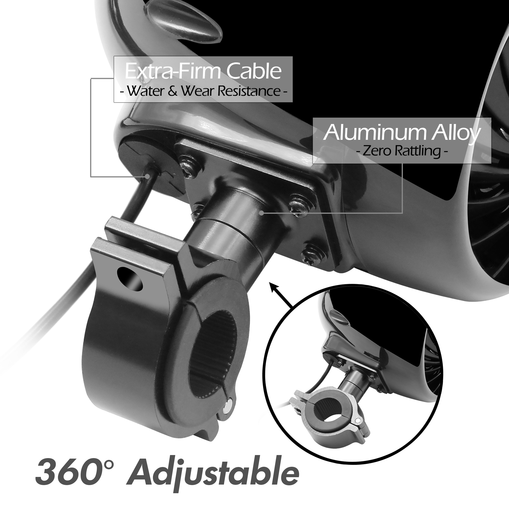 GoHawk TJ4-Q 4 in. 1000W Bluetooth Motorcycle Stereo Speakers and