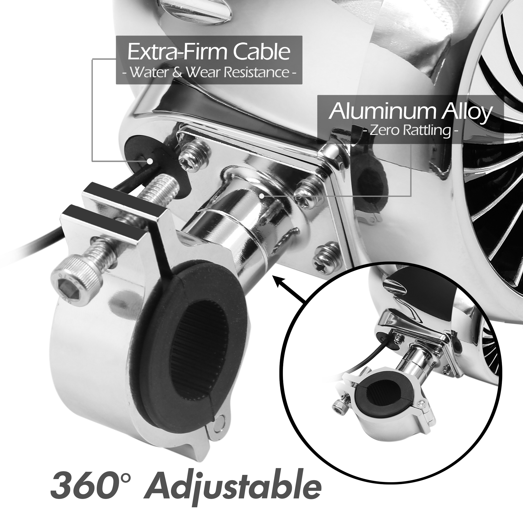 GoHawk TJ4-Q 4 in. 1000W Bluetooth Motorcycle Stereo Speakers and