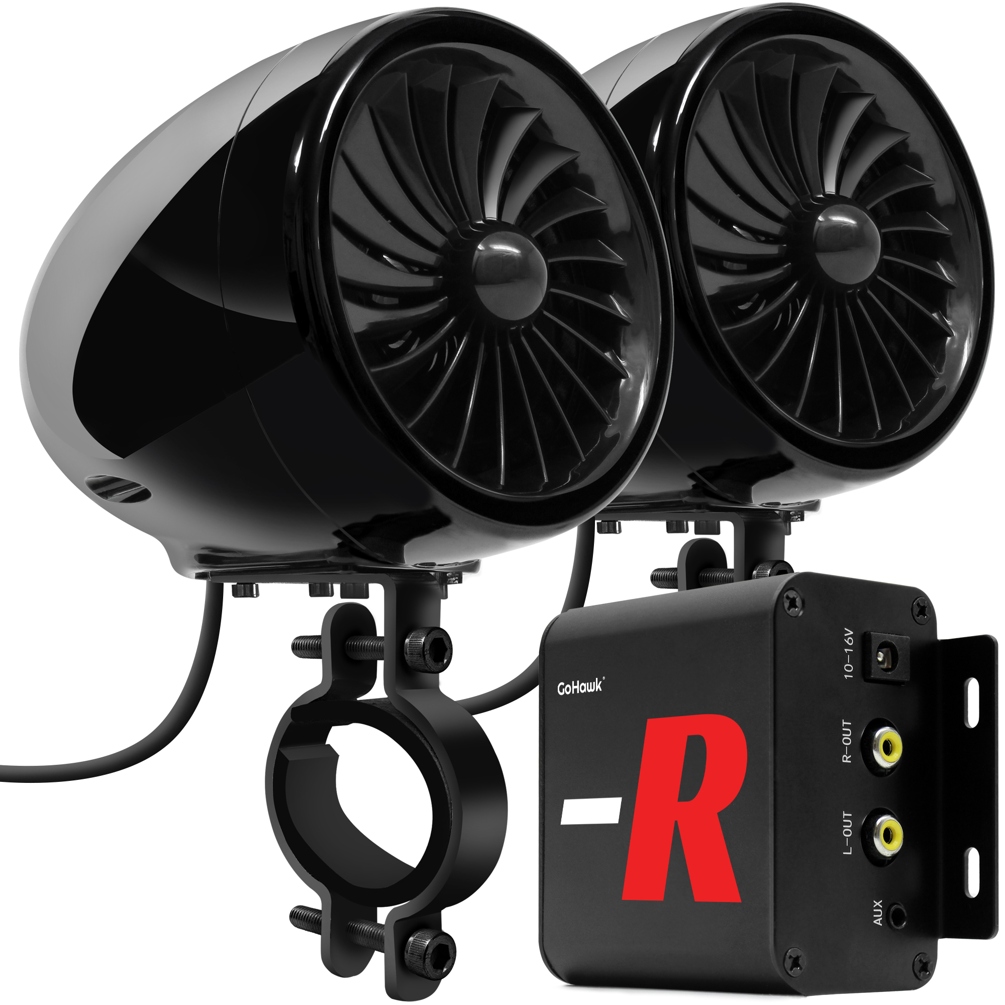 GoHawk TJ4-R 4 in. 100W Bluetooth Motorcycle Stereo Speakers and