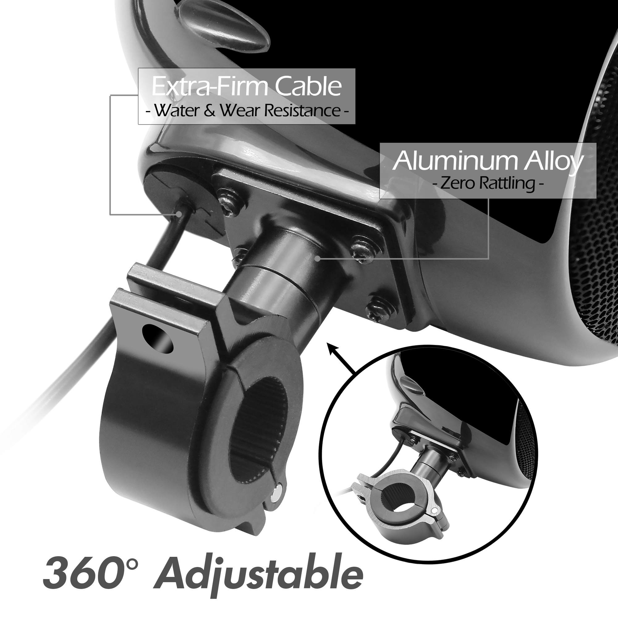 GoHawk TN4-Q 4 in. 1000W Bluetooth Motorcycle Stereo Speakers and