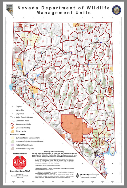 Nevada Hunting Management Maps 225detail Nevada Hunting Map Nevada Unit Profile Map 2 