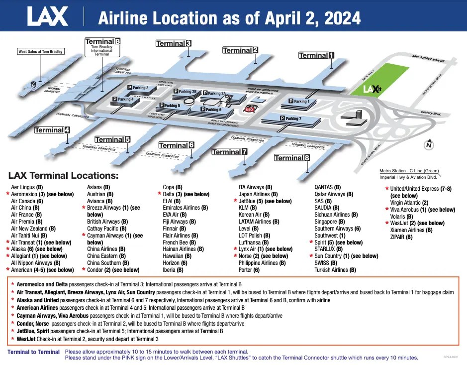 Los Angeles Airport LAX Guide LAX Map
