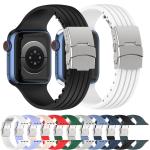 Silicone Strap Butterfly Buckle Band For Apple Watch 42 44 45 49mm
