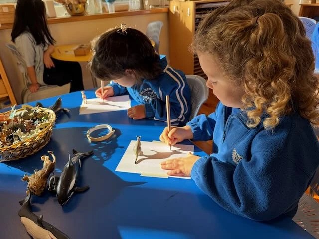 Golden Grove Students working on handwriting and fine motor skills as part of their montessori primary education.