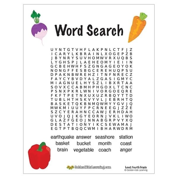 free word search worksheets for 4th grade golden kids learning