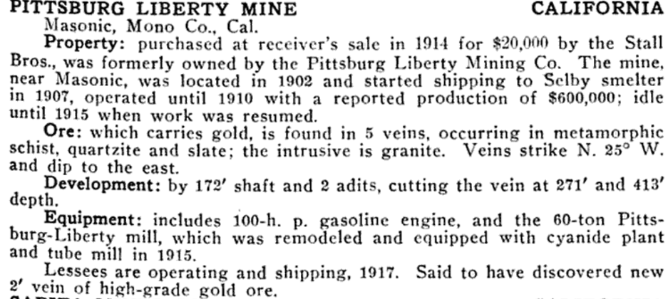 Masonic Pittsburg Liberty Mine
