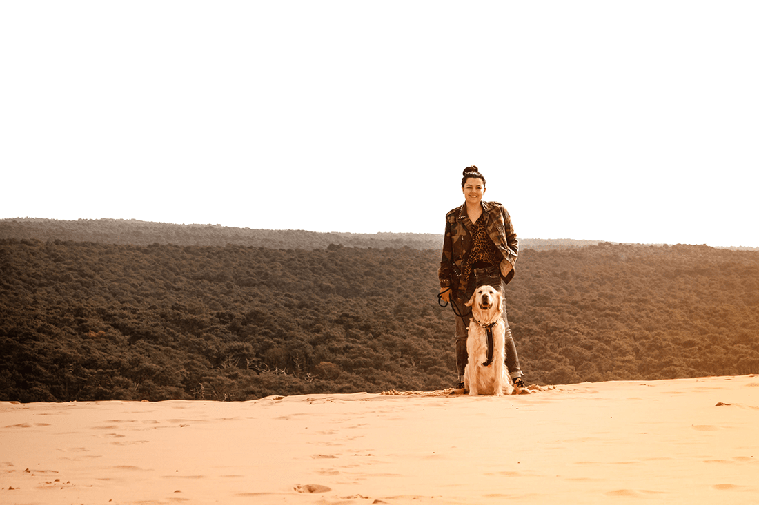 La dune du Pilat avec son chien