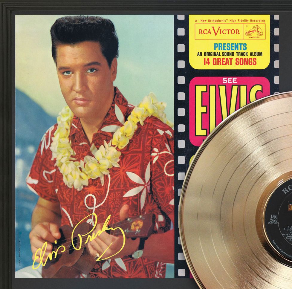 Elvis Presley - Blue Hawaii Framed Signature Gold LP Record