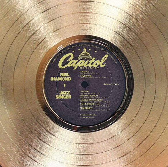 Neil Diamond - The Jazz Singer Framed Signature Gold LP Record