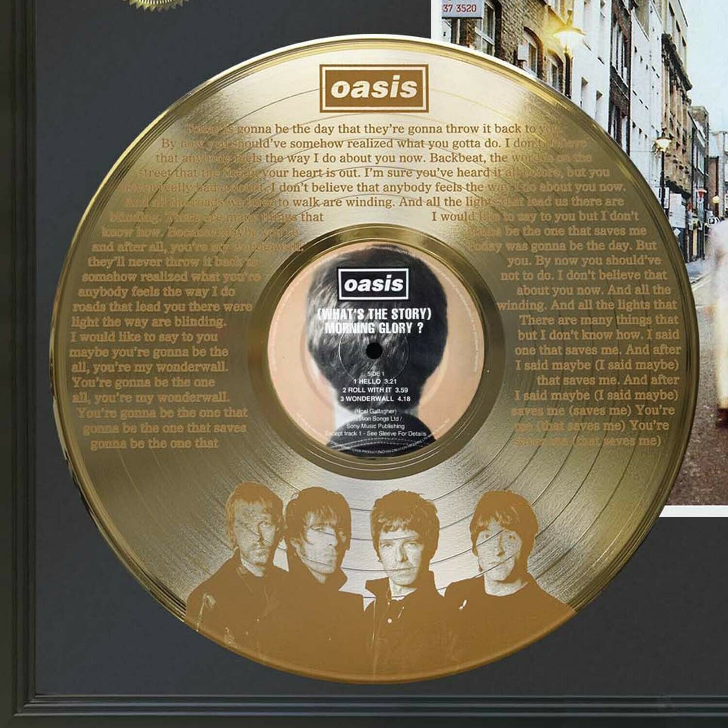 Oasis - Wonderwall Framed Legends Of Music Etched Gold LP Record