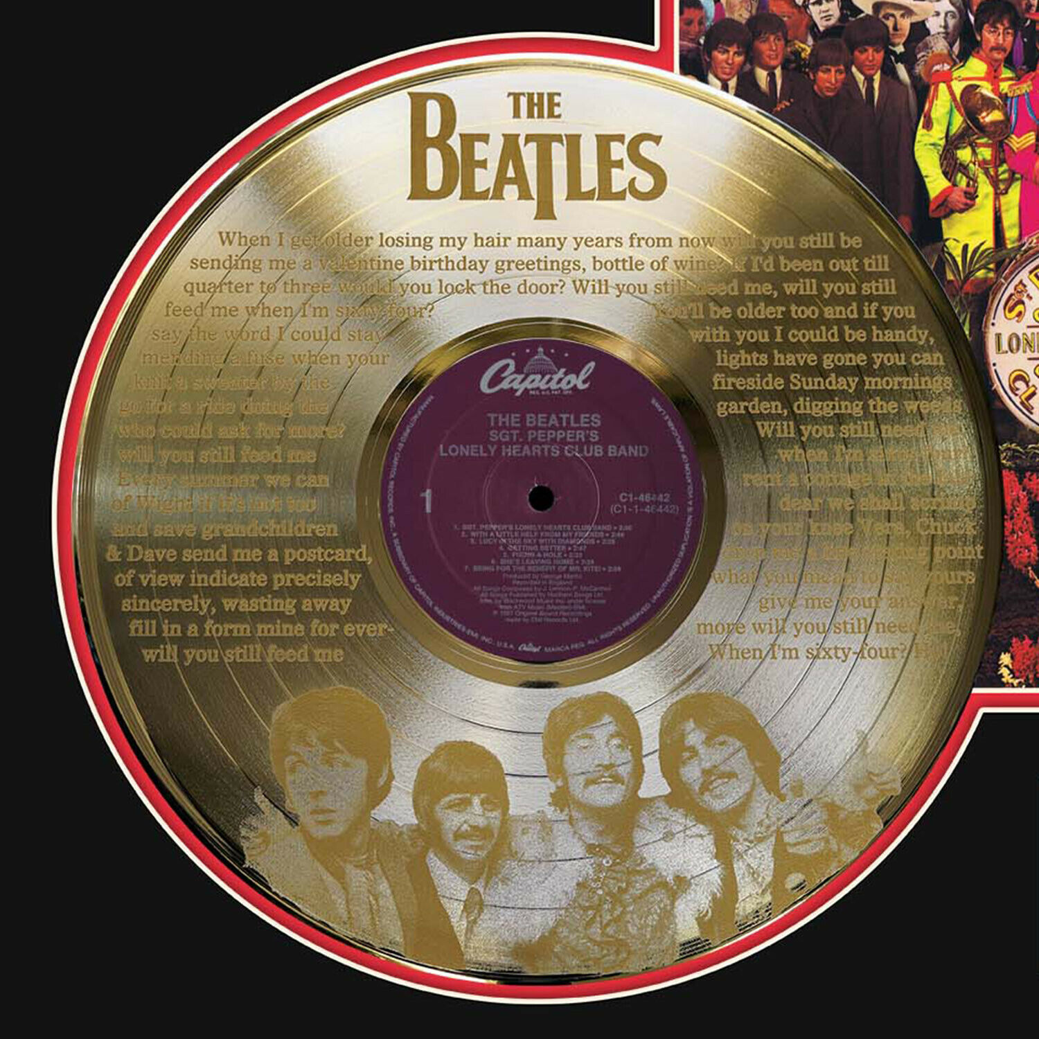 Beatles - When I'm 64 Laser Etched Limited Edition Framed Gold LP