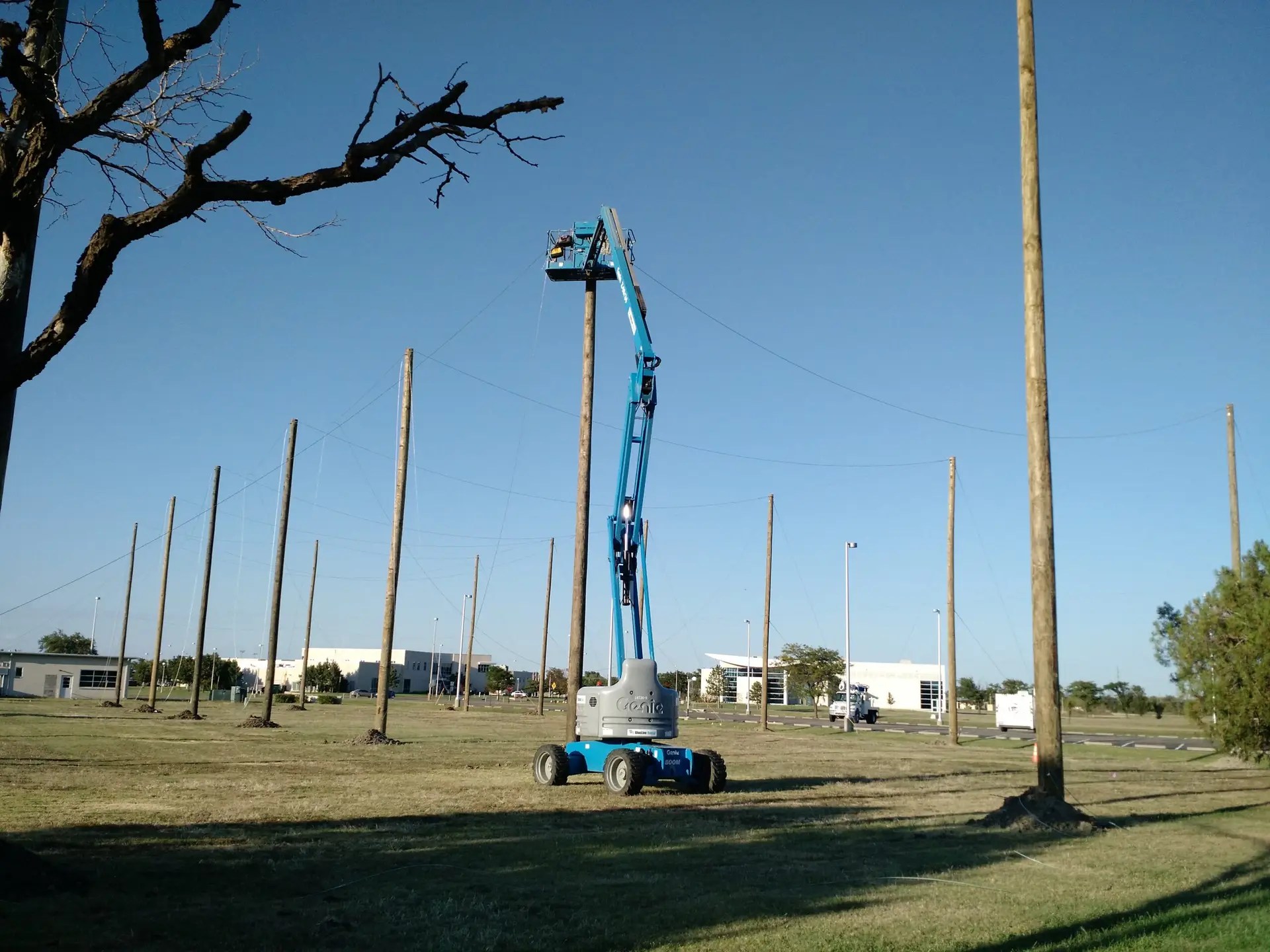 Installing Wood Pole Structure for Enclosed Netting