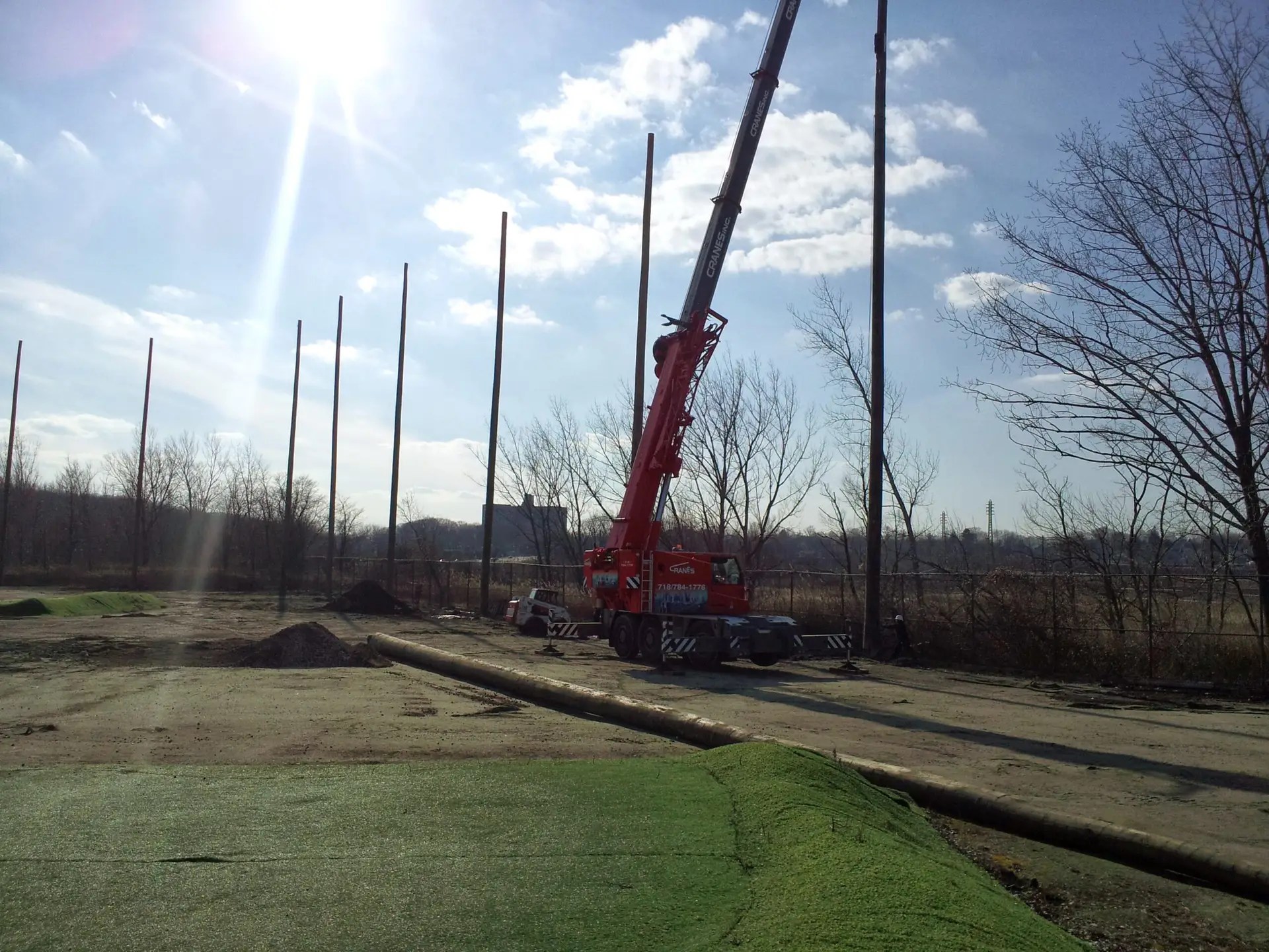 Driving range netting install