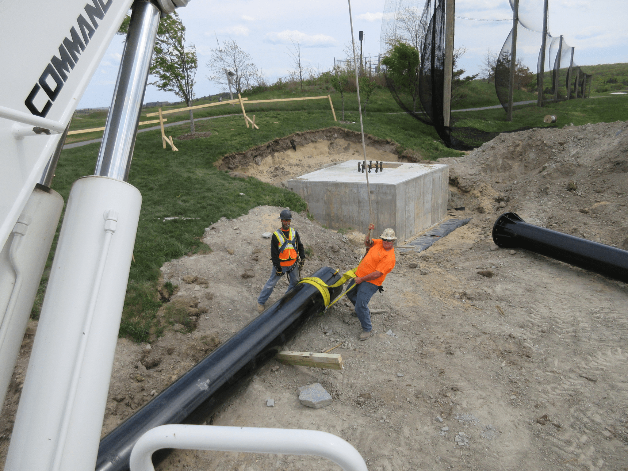 Driving Range Netting Pole Installation