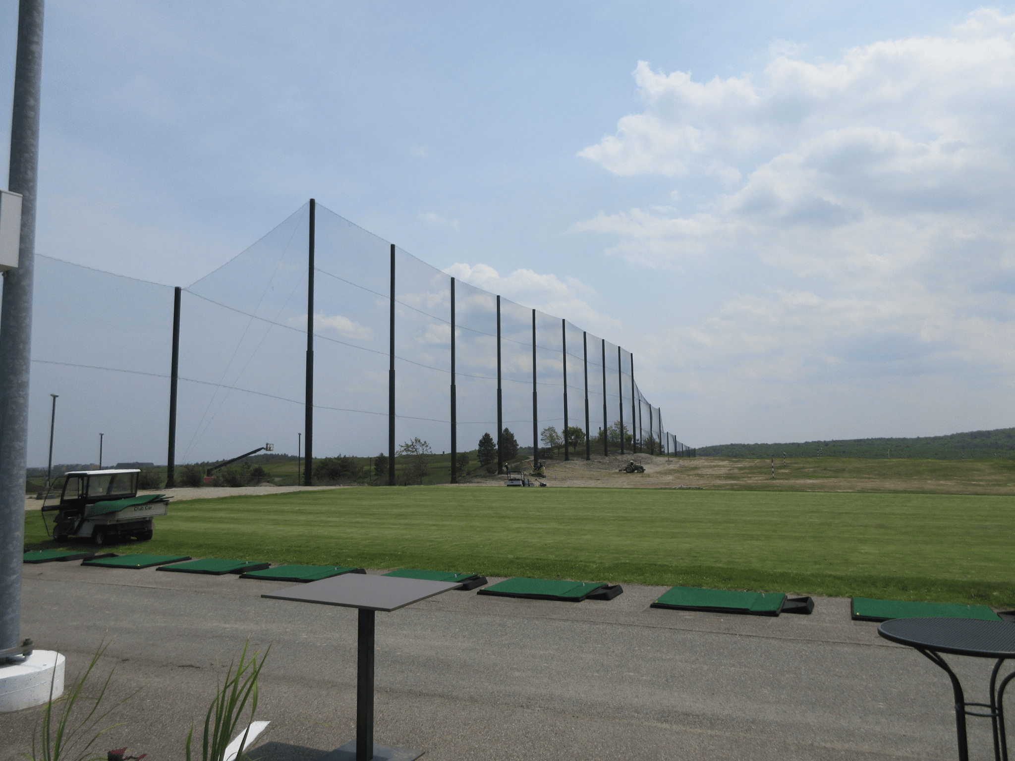 Almost completed Golf Club Driving Range Netting Installation