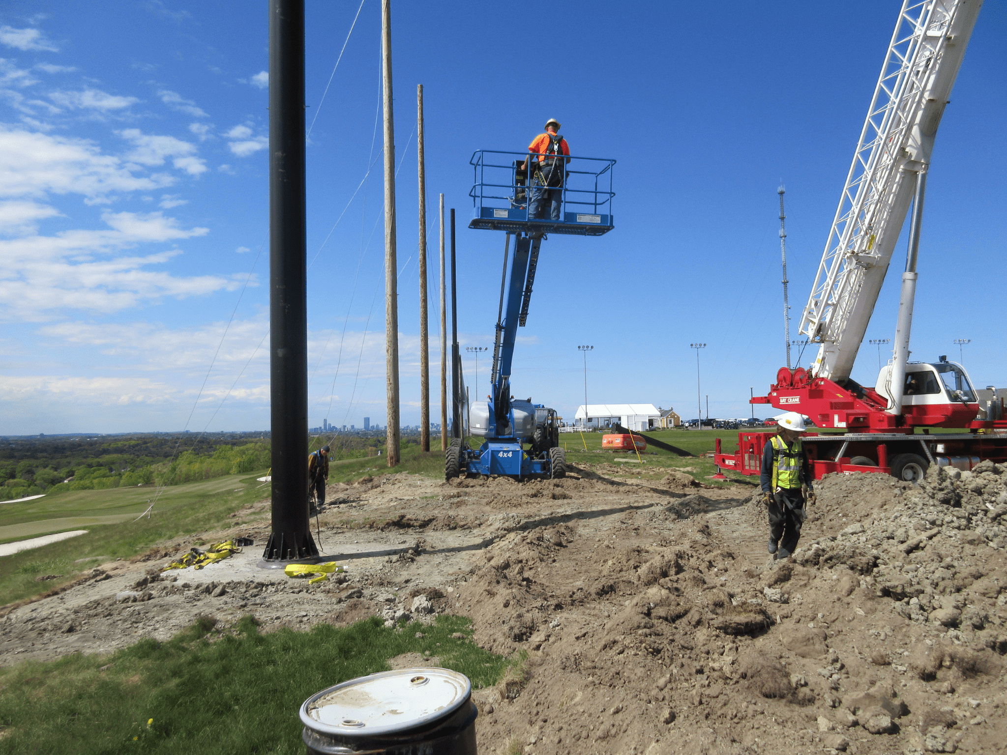 Steel Pole installation for Driving Range Netting Installation