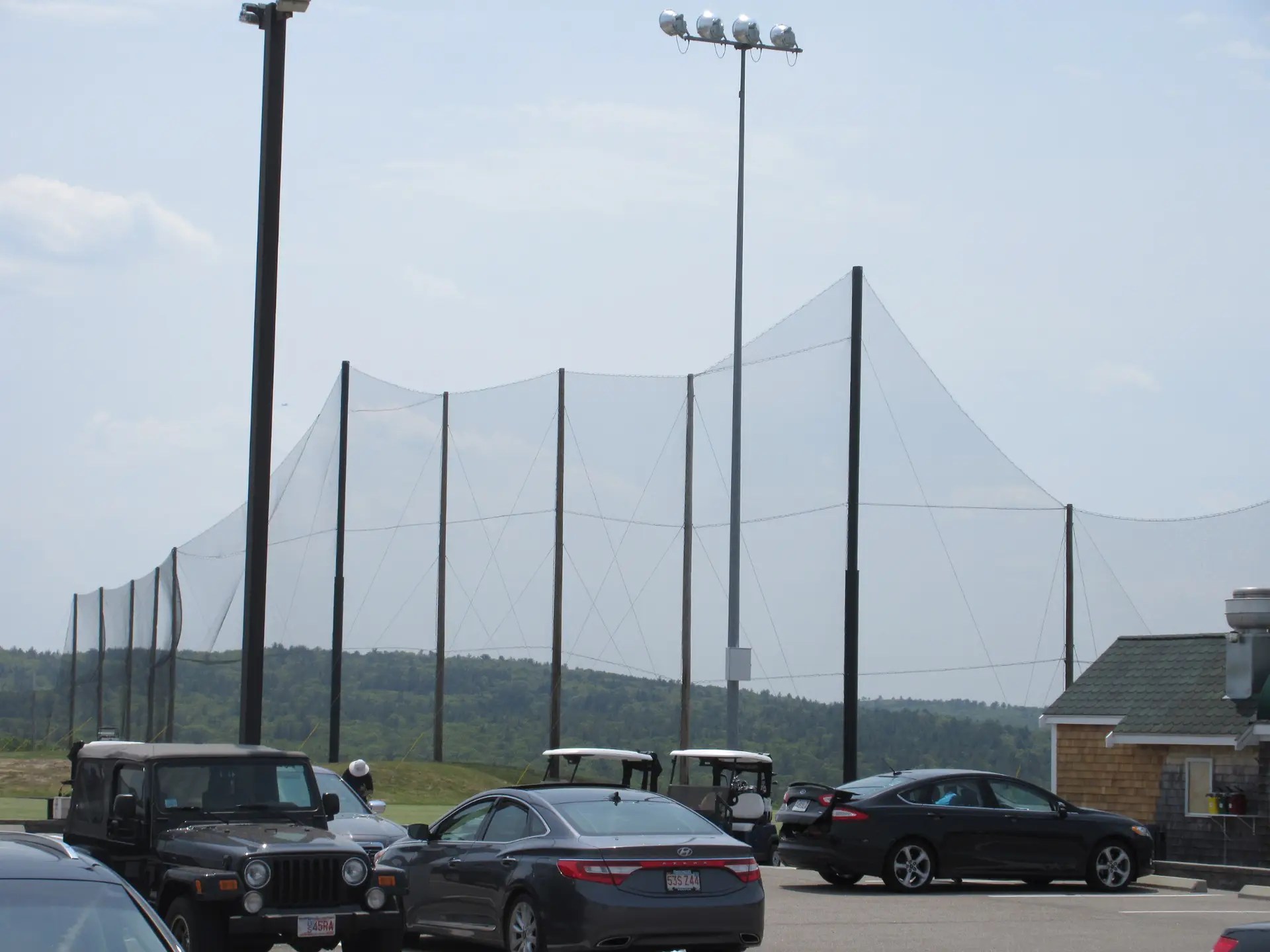 Completed golf netting installation for the driving range