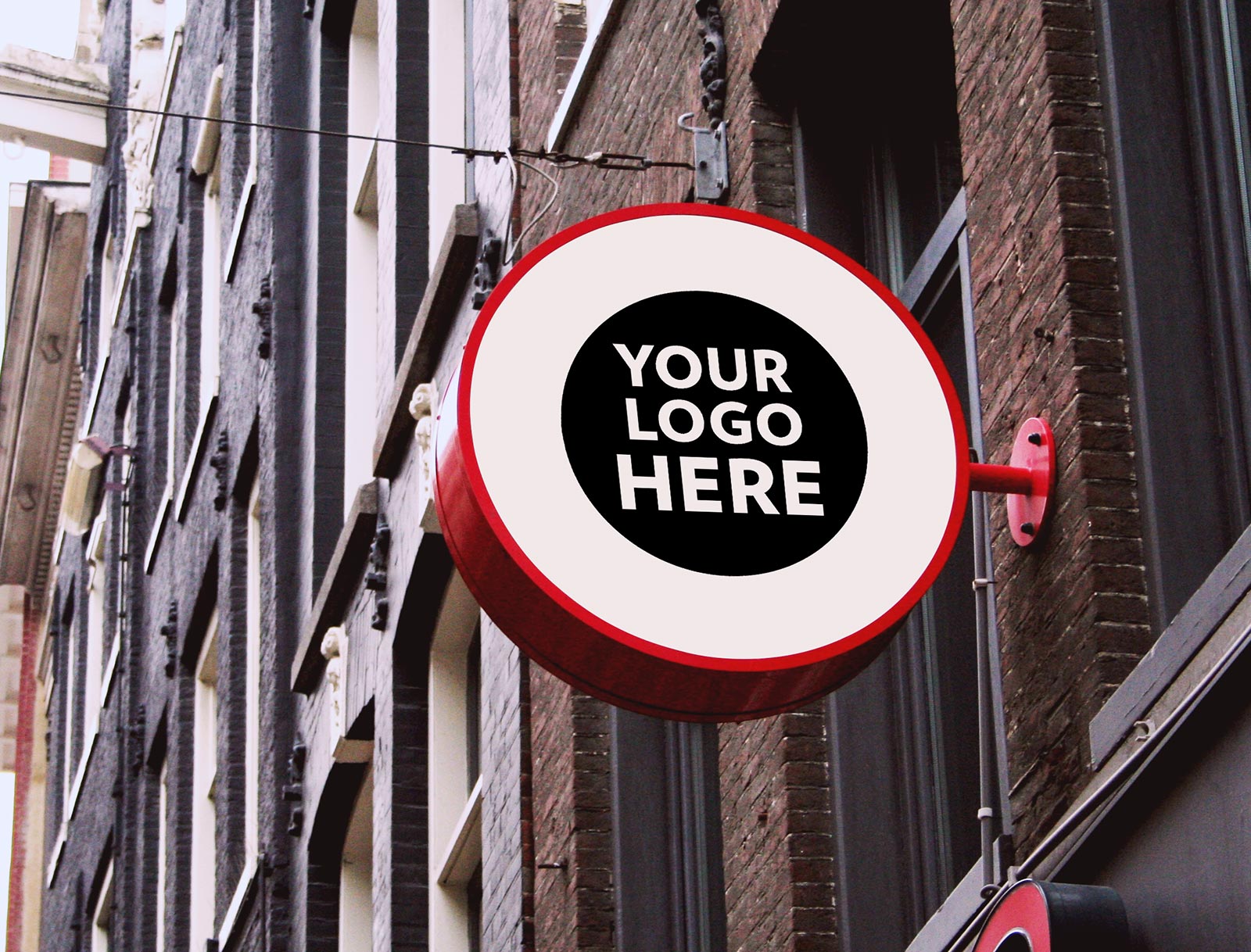 8 Free Wall Mounted Backlit Shop Sign Board PSD Mockups