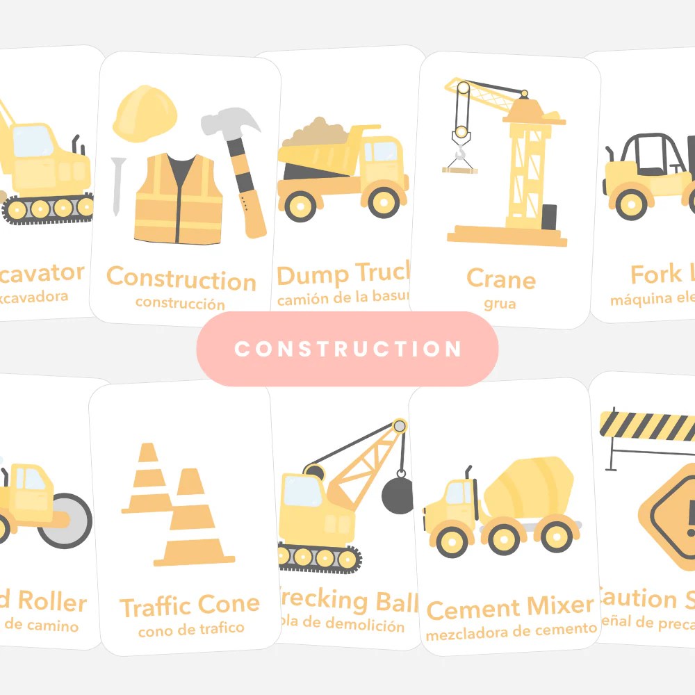 Construction Flashcards Goodnightfox