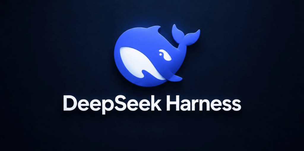 Logo officiel de DeepSeek Harness avec l'illustration de la baleine bleue sur fond sombre