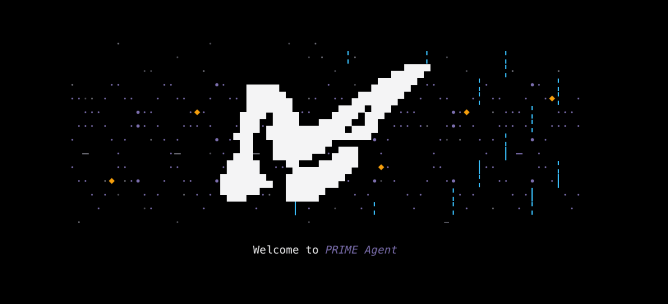 Logo stylisé en art ASCII du système Prime Agent affiché sur écran noir
