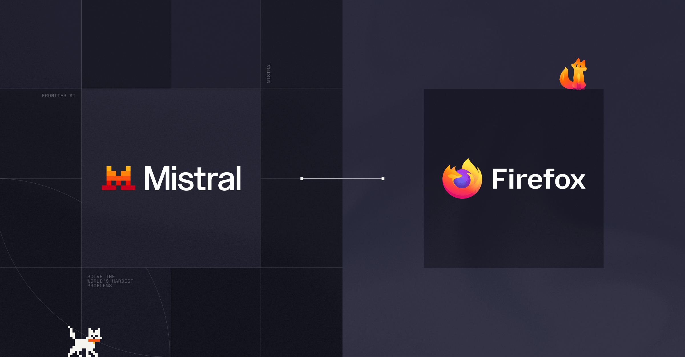 Logos de Mistral AI et Mozilla Firefox présentés côte à côte sur fond sombre