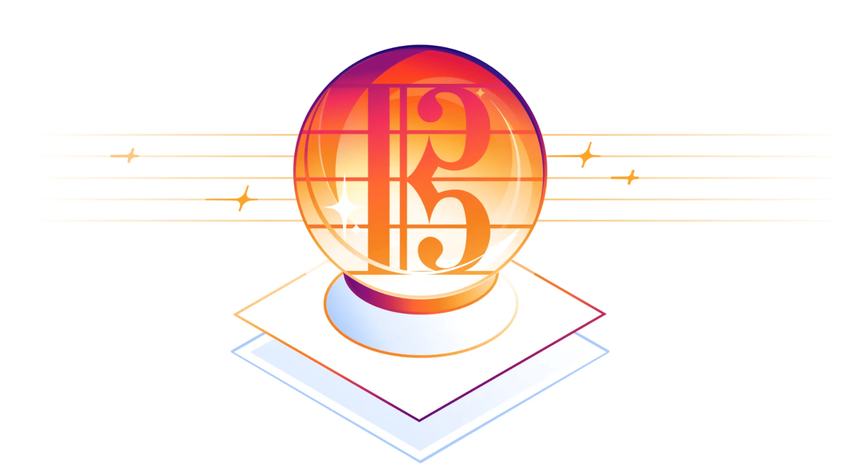 Logo graphique de la clé musicale Clef dans une sphère lumineuse dégradée rouge et orange