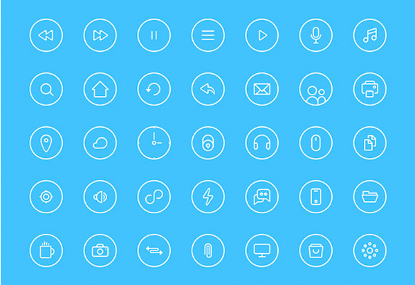 35 Thin Circle Web Icons Pack Psd Gooloc